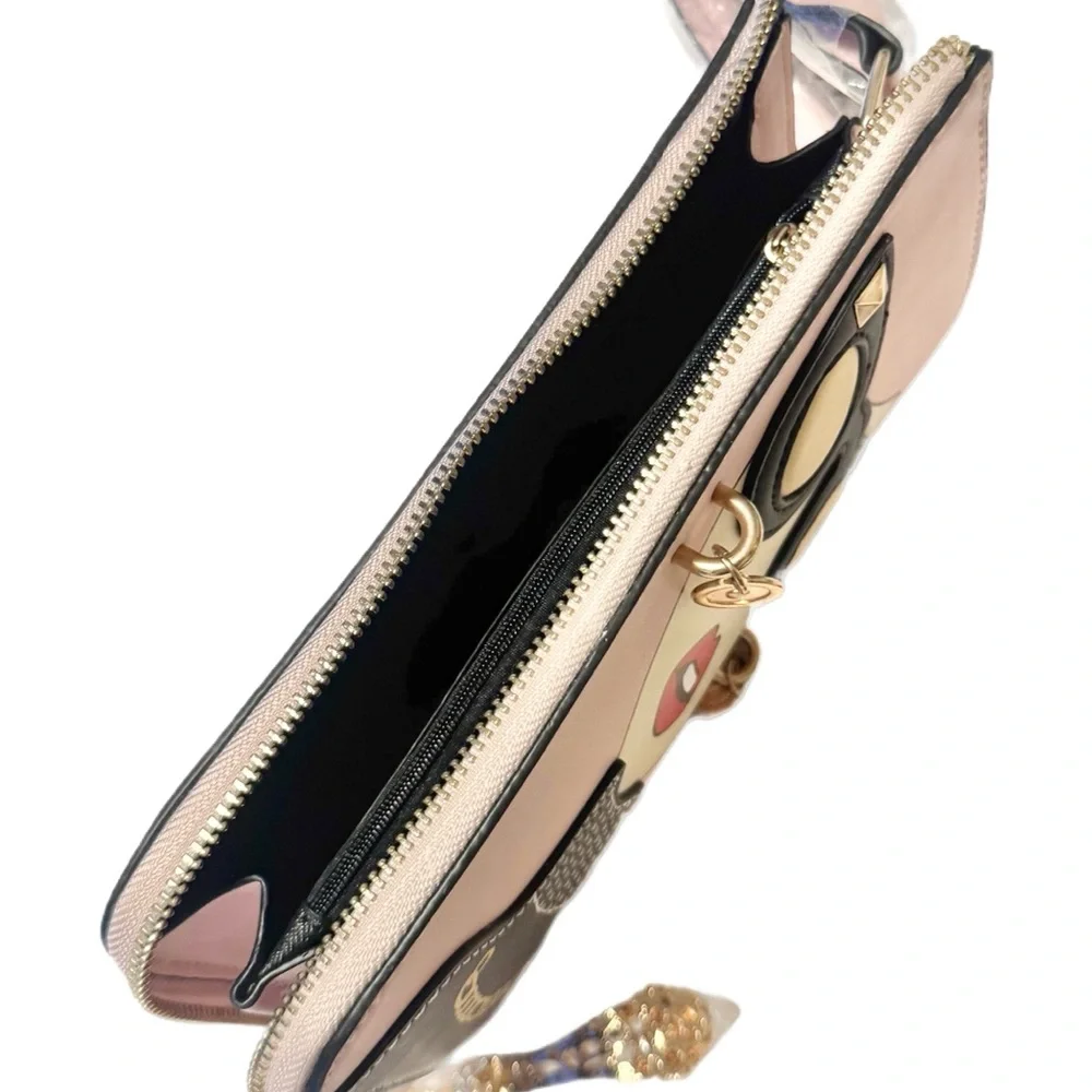 Playful Pink Lady Face Clutch w/ crossbody straps